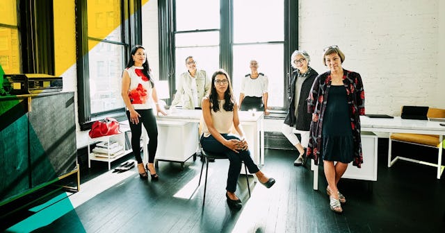 Further Proof That Women Should Be In Charge: Group portrait of businesswomen in creative office