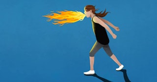 Angry girl breathing fire
