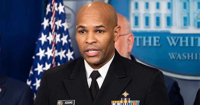 Dr. Jerome Adams, Surgeon General of the United States speaks at the Coronavirus Task Force Press Co...