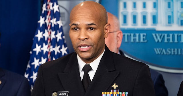 Dr. Jerome Adams, Surgeon General of the United States speaks at the Coronavirus Task Force Press Co...