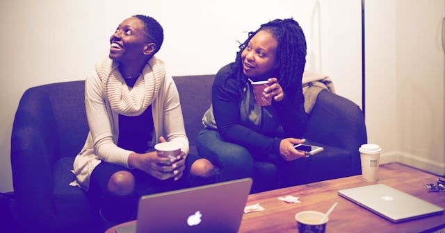 Two friends on couch