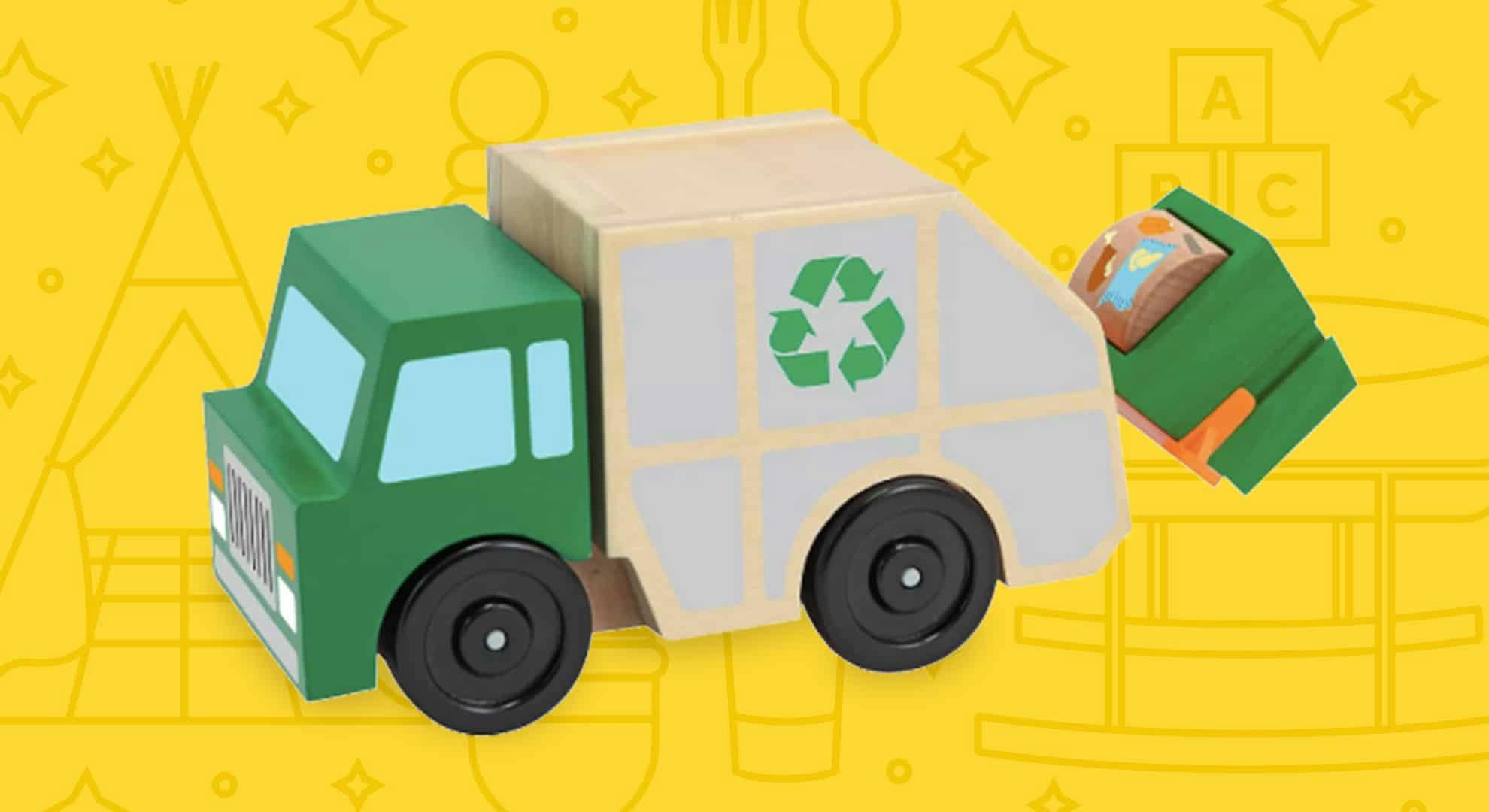 wooden recycling truck toy