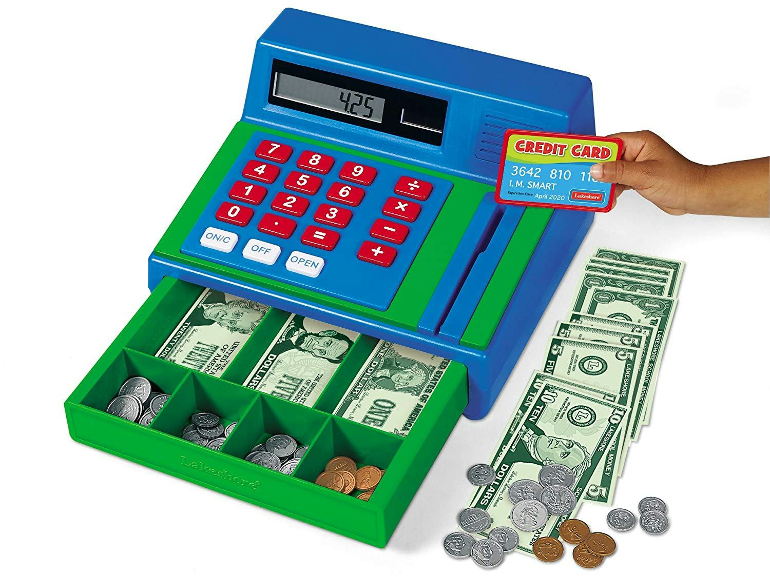 blue cash register toy