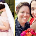 The Odds Are Against LGBT Couples: LGBT couple looking posing for camera at wedding