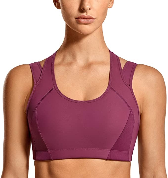 SYROKAN High Neck Plus Size Sports Bras for Women High Support