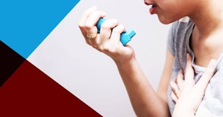 woman using a pressurized cartridge inhaler