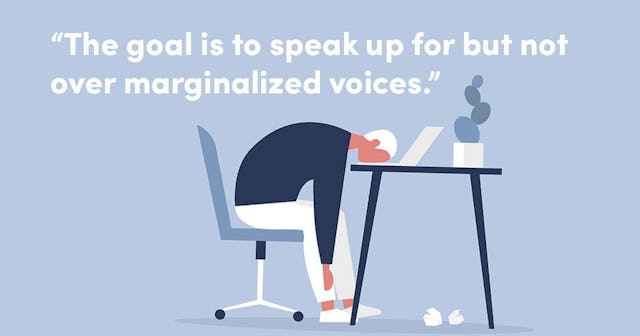 We Need To Start Listening To LGBTQ Allies Who Aren't Famous: Frustrated person sitting at desk