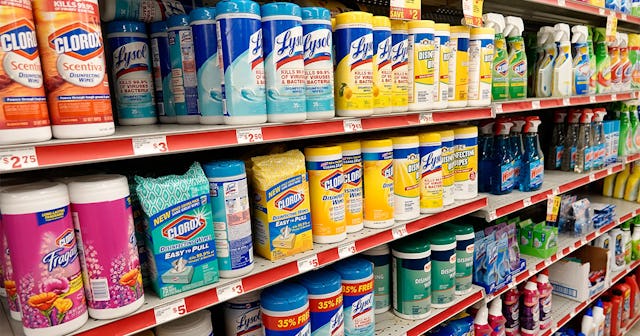 anti-bacterial wipes and cleaning products