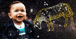 Baby in front of Aries stars