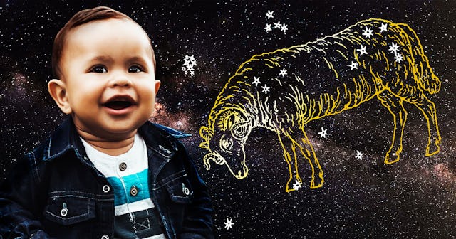 Baby in front of Aries stars