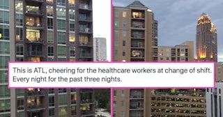 People Cheer From Their Balconies For Healthcare Workers At Shift Change