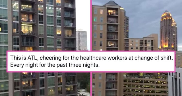 People Cheer From Their Balconies For Healthcare Workers At Shift Change