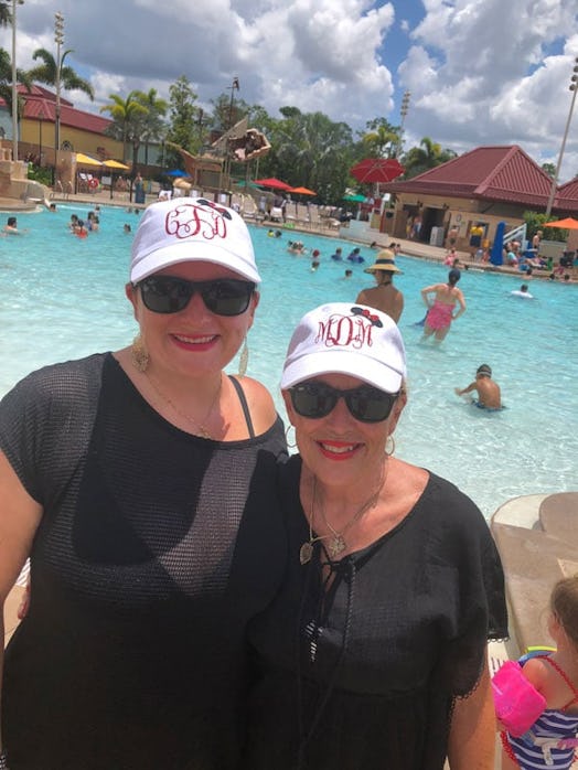 Two women posing for camera at the water park