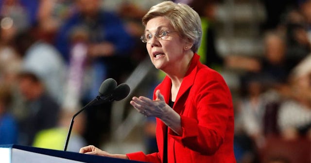 Sen. Elizabeth Warren (D-MA) delivers remarks on the first day of the Democratic National Convention
