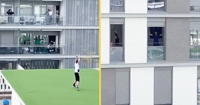Fitness Trainer Leads Workout For Quarantined People In Spain