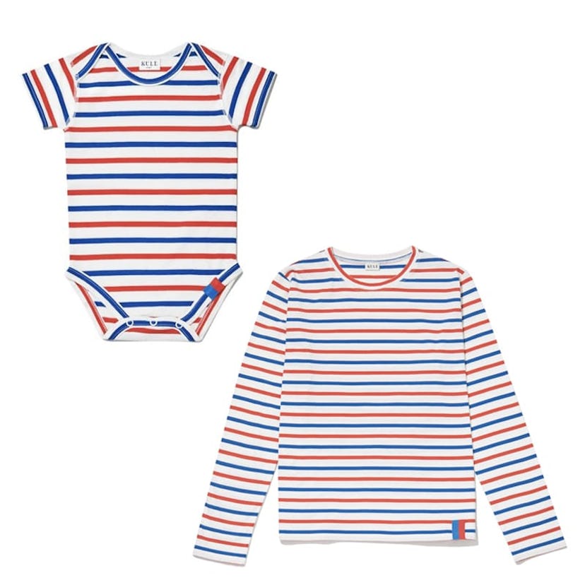 KULE The Onesie and The Modern Long in White, True Blue, and Poppy (Sold Separately)