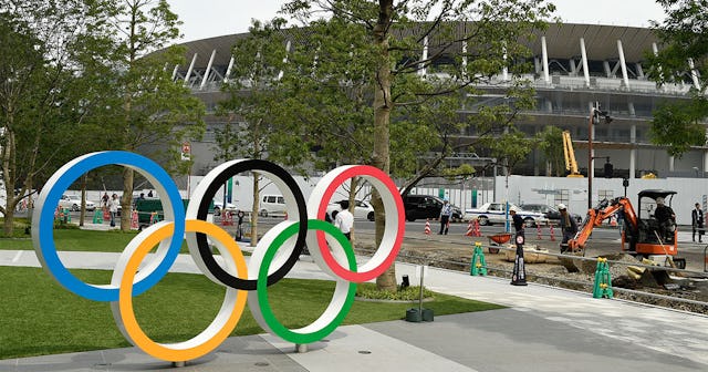 A general view of the new National Stadium prior to a media tour of Tokyo 2020 Olympic venues