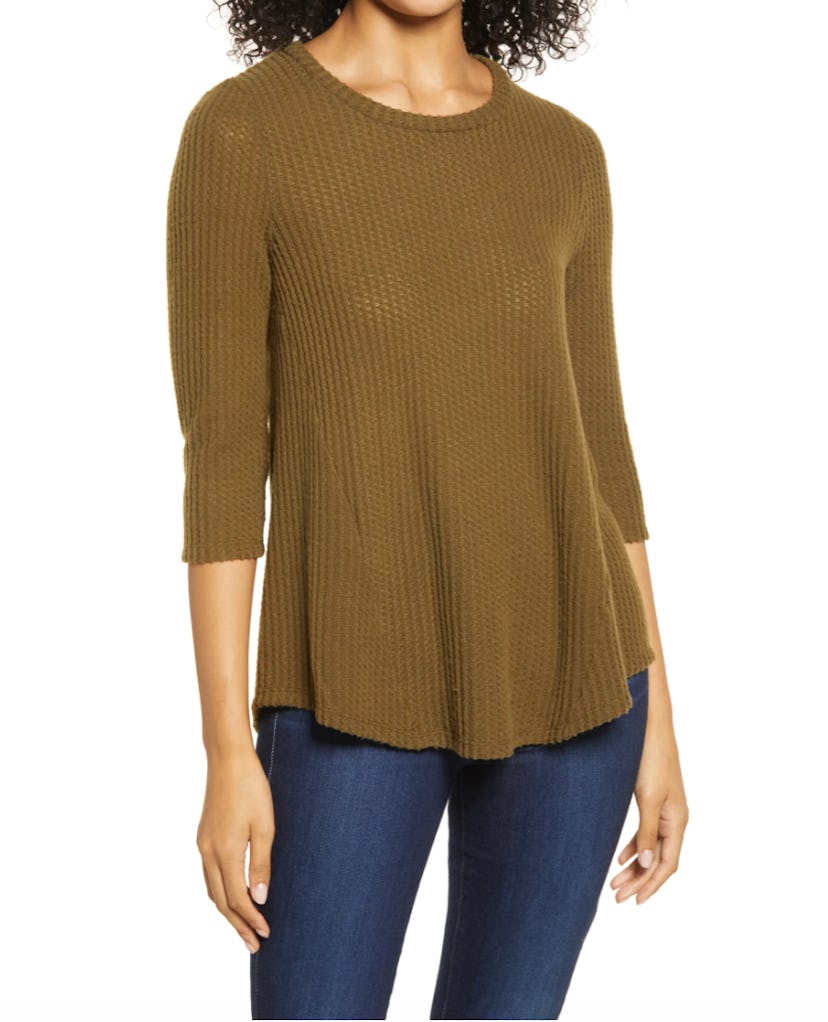 Bobeau Waffle Knit Swing Top