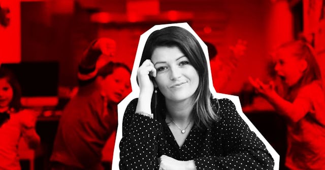 Mother with children playing