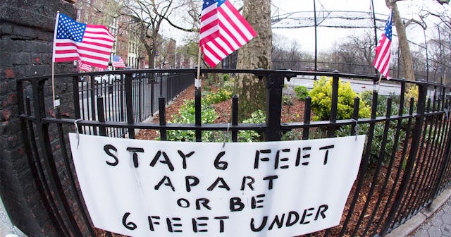 Memorial setup in front of Tompkins Square Park during the coronavirus COVID-19 pandemic on March 28...