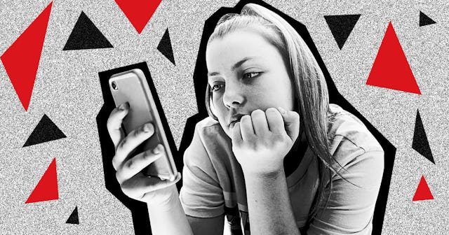 Teenage Girl using smartphone in bedroom