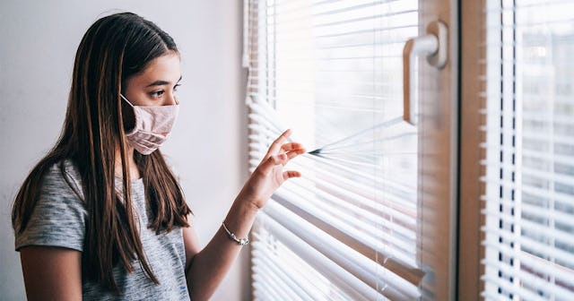 Girl in isolation at home during virus