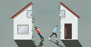 Couple splitting house in divorce