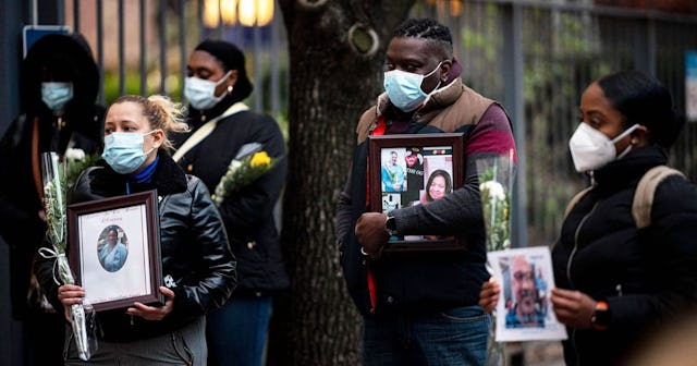 Nurses and healthcare workers mourn and remember their colleagues who died during the outbreak of th...