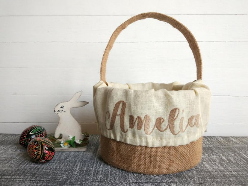 Neutral Beige Personalized Easter Basket