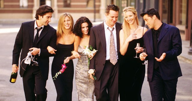 Cast members of NBC's comedy series "Friends." Pictured: David Schwimmer as Ross Geller, Jennifer An...