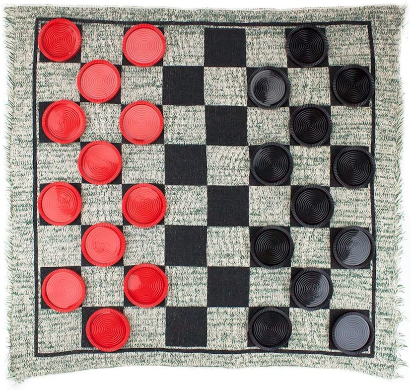 Reversible Rug: Giant 3-in-1 Checkers and Mega Tic Tac Toe 