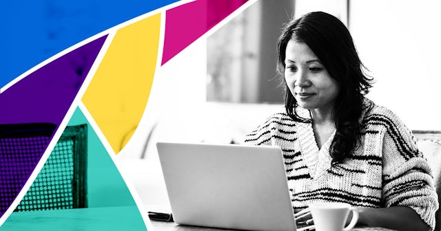 Woman using laptop and working from home