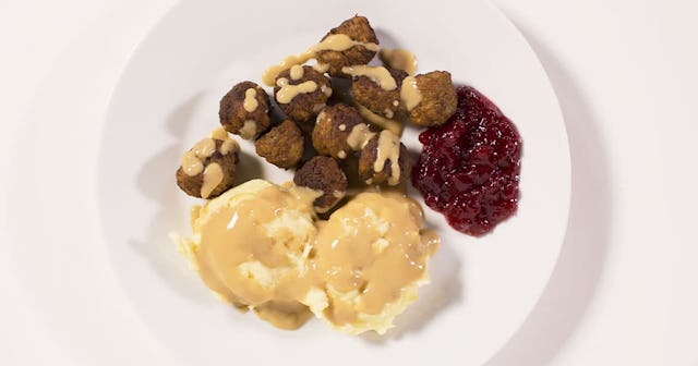 Ikea meatballs, mashed potatoes and lingonberry sauce for the dish.