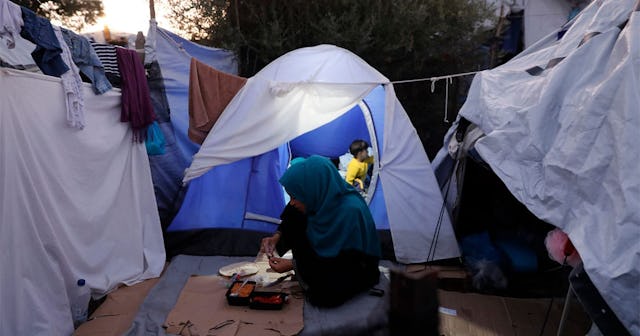 Life in a tent in the Moria Refugee camp in Lesbos, Greece