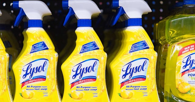 Lysol bottles on a store shelf