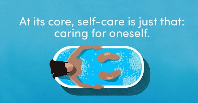 Self-Care Is Way More Than Just Taking Bubble Baths: View from above woman relaxing in bubble bath
