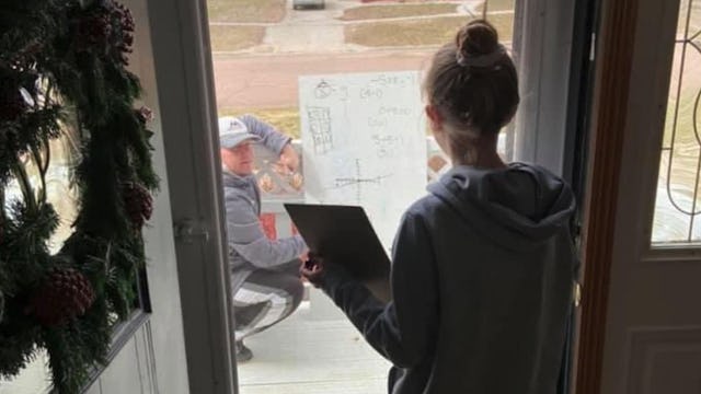 Math Teacher Shows Up To Help Student Through Her Front Door