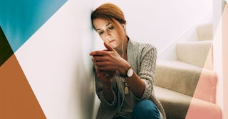 Woman talking on video call with friend