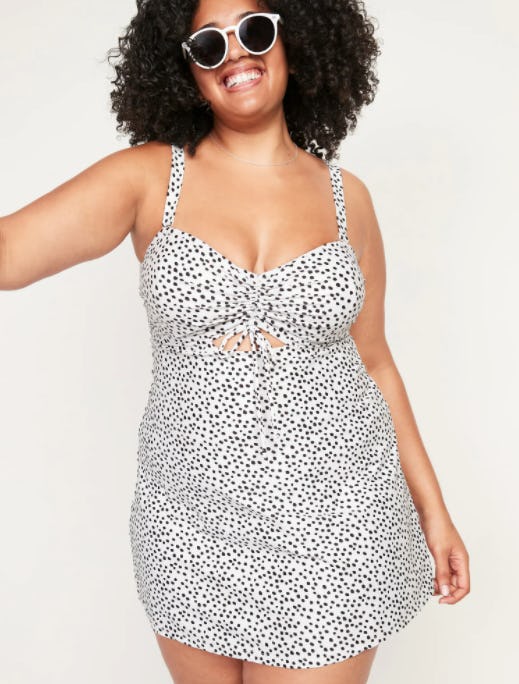 long plus size swim dress