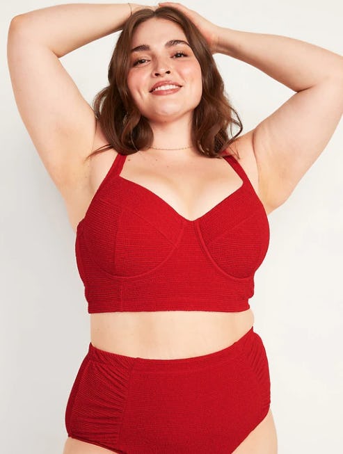 plus size red swim top