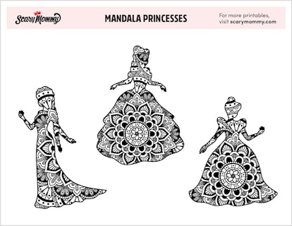 Princess Coloring Pages: Mandala Princesses