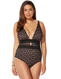 Swimsuits For All Lace Plunge One Piece Swimsuit