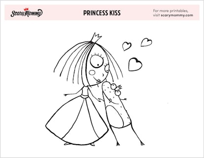 Princess Coloring Pages: Princess Kiss