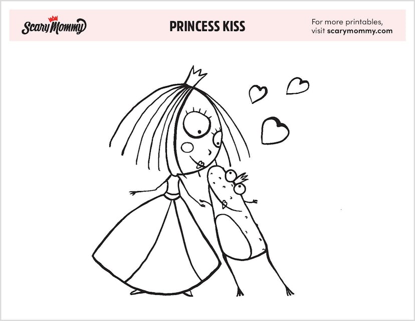 Princess Coloring Pages: Princess Kiss