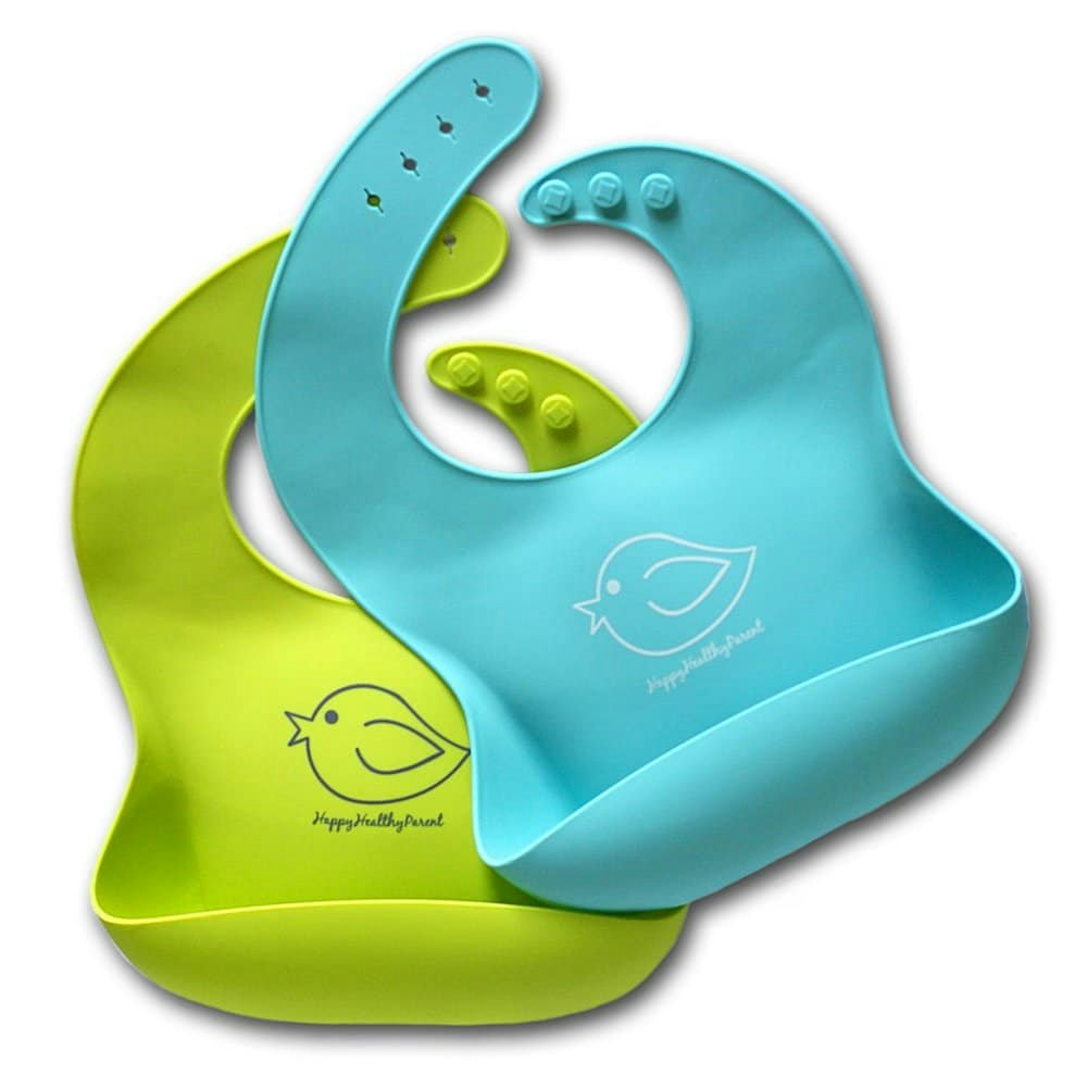 Soft Comfortable Waterproof Easy Wipe Adjustable Baby Bibs for Boy 6-72months Girls - Elephant Leafdeer Silicone Baby Bibs 