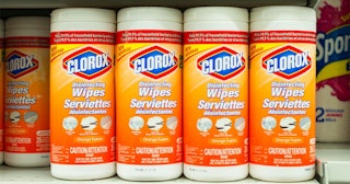 Clorox Wipes in store shelf.