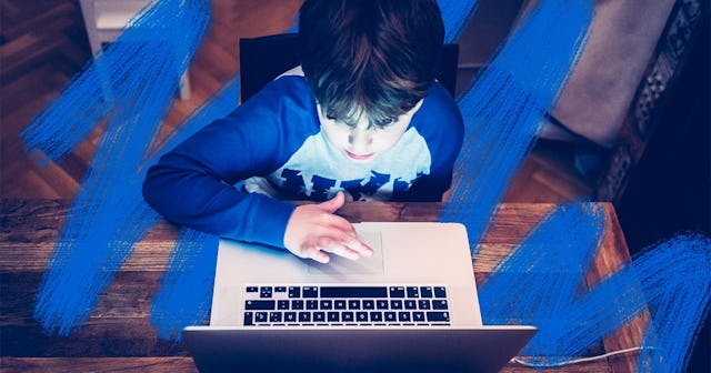 child studying and learning with a digital tablet