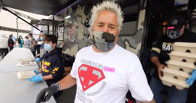 Guy Fieri Hands Out Lunch To First Responders And Signs All 1200 Containers