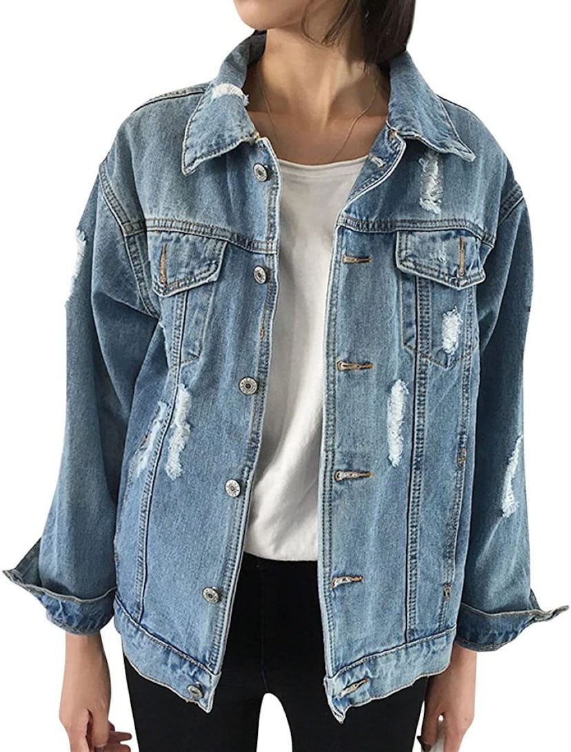 JudyBridal Oversize Denim Jacket For Women 