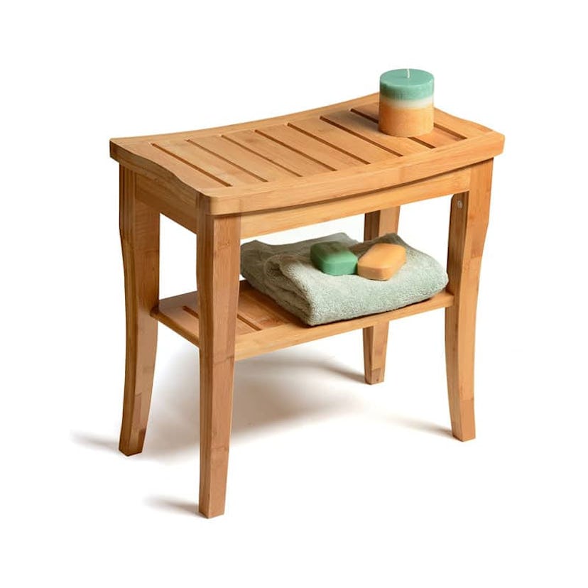 Sorbus Bamboo Shower Bench Stool with Shelf